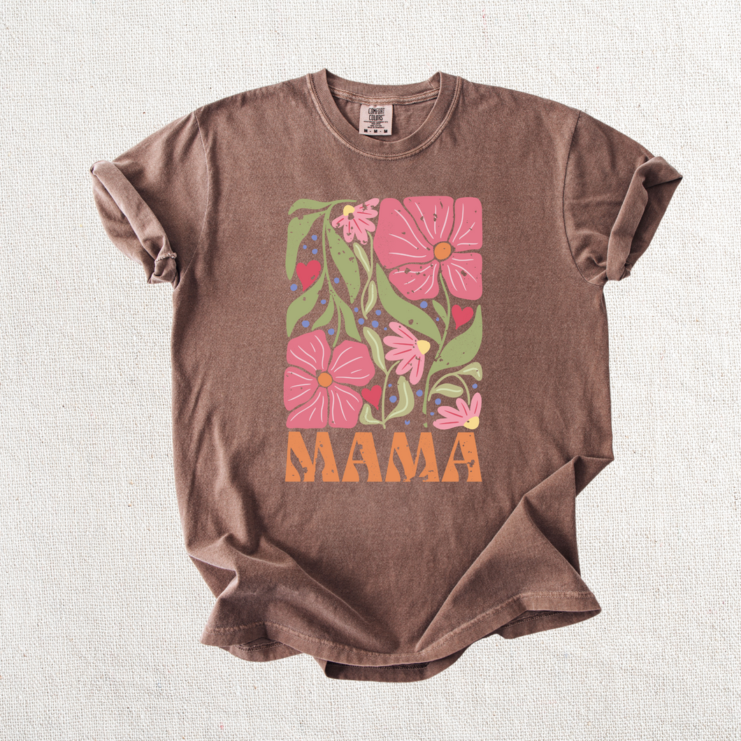Abstract Floral Mama Graphic Tee - Mavictoria Designs Hot Press Express