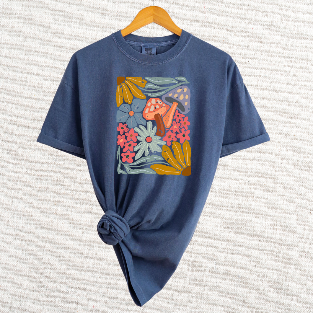 Floral Mushroom Graphic Tee - Mavictoria Designs Hot Press Express