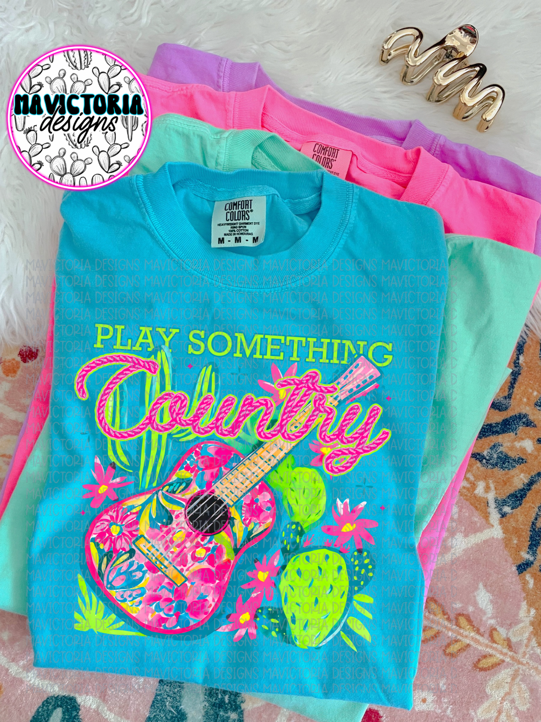 PLAY SOMETHING country western graphic tee (choose your color) - Mavictoria Designs Hot Press Express