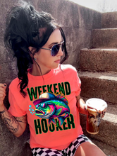 Load image into Gallery viewer, Neon Weekend Hooker comfort colors graphic tee LEMON PINK GREEN CORAL checkered shorts sold separately - Mavictoria Designs Hot Press Express
