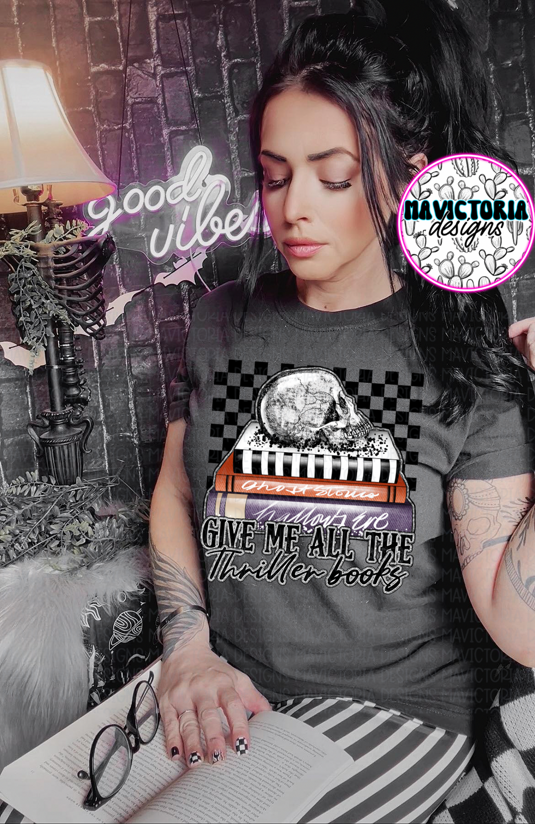 Give me all the thriller books on pepper comfort colors graphic tee - Mavictoria Designs Hot Press Express