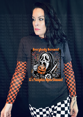 Everybody SCREAM it’s pumpkin spice season black comfort colors graphic tee - Mavictoria Designs Hot Press Express