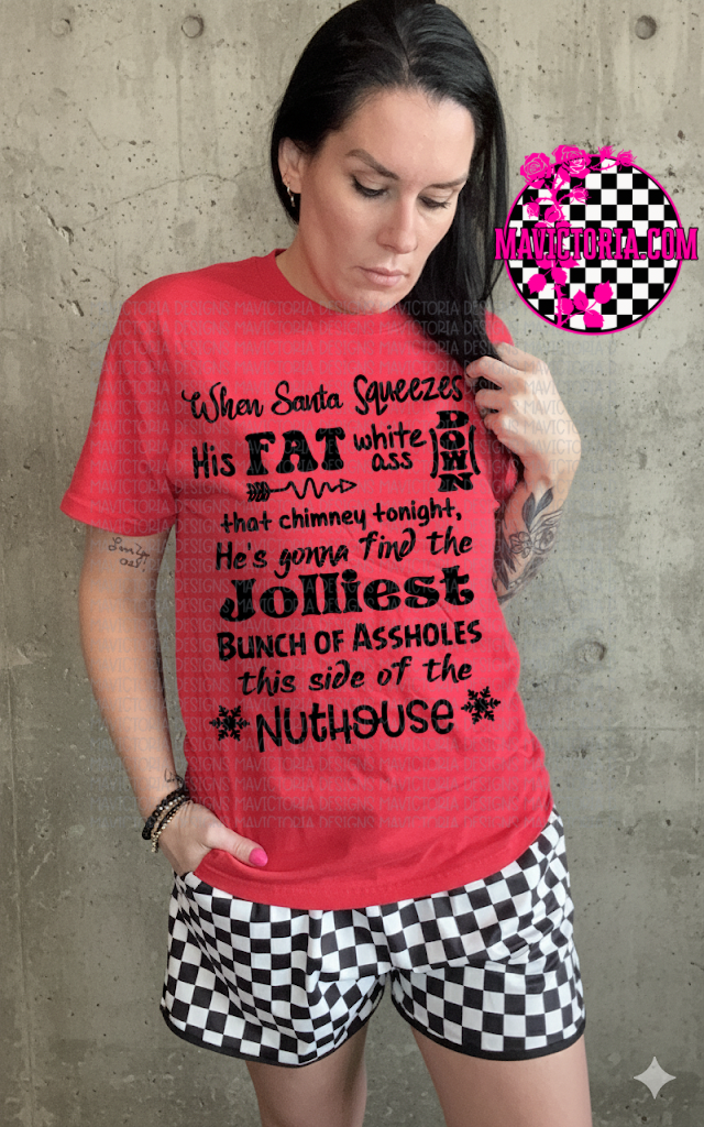 When Santa squeezes his fat white ass CHRISTMAS VACATION on red hoodie, crewneck, long sleeve or tee - Mavictoria Designs Hot Press Express