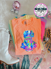 Load image into Gallery viewer, neon floral beer collection on comfort colors graphic tee - Mavictoria Designs Hot Press Express
