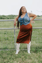 Load image into Gallery viewer, SLITASTIC SKIRT *SADDLE [S/M/3X ONLY] - Mavictoria Designs Hot Press Express
