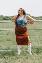 Load image into Gallery viewer, SLITASTIC SKIRT *SADDLE [S/M/3X ONLY] - Mavictoria Designs Hot Press Express
