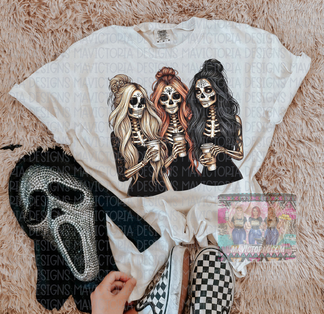 Skellie girl trio on ivory comfort colors graphic tee - Mavictoria Designs Hot Press Express