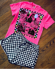 Load image into Gallery viewer, Colorful checkered horror tarot card men graphic tee // shorts available separately - Mavictoria Designs Hot Press Express
