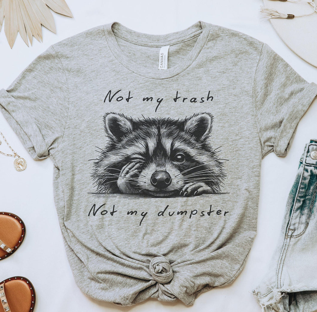 NOT MY TRASH NOT MY DUMPSTER grey hoodie, crewneck, long sleeve or graphic tee - Mavictoria Designs Hot Press Express