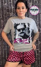 Load image into Gallery viewer, Grey or black Dale middle finger RAISIN’ HELL graphic tee - Mavictoria Designs Hot Press Express
