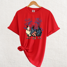 Load image into Gallery viewer, Fireworks and Roosters Graphic Tee - Mavictoria Designs Hot Press Express
