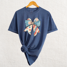 Load image into Gallery viewer, American Flag Bow Graphic Tee - Mavictoria Designs Hot Press Express
