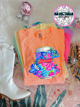 Load image into Gallery viewer, neon floral beer collection on comfort colors graphic tee - Mavictoria Designs Hot Press Express
