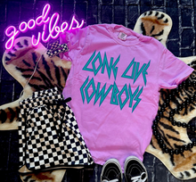 Load image into Gallery viewer, The Neon Long Live Cowboys Collection on Comfort Colors or Beach Wash Graphic Tees // checkered shorts and joggers sold separately - Mavictoria Designs Hot Press Express
