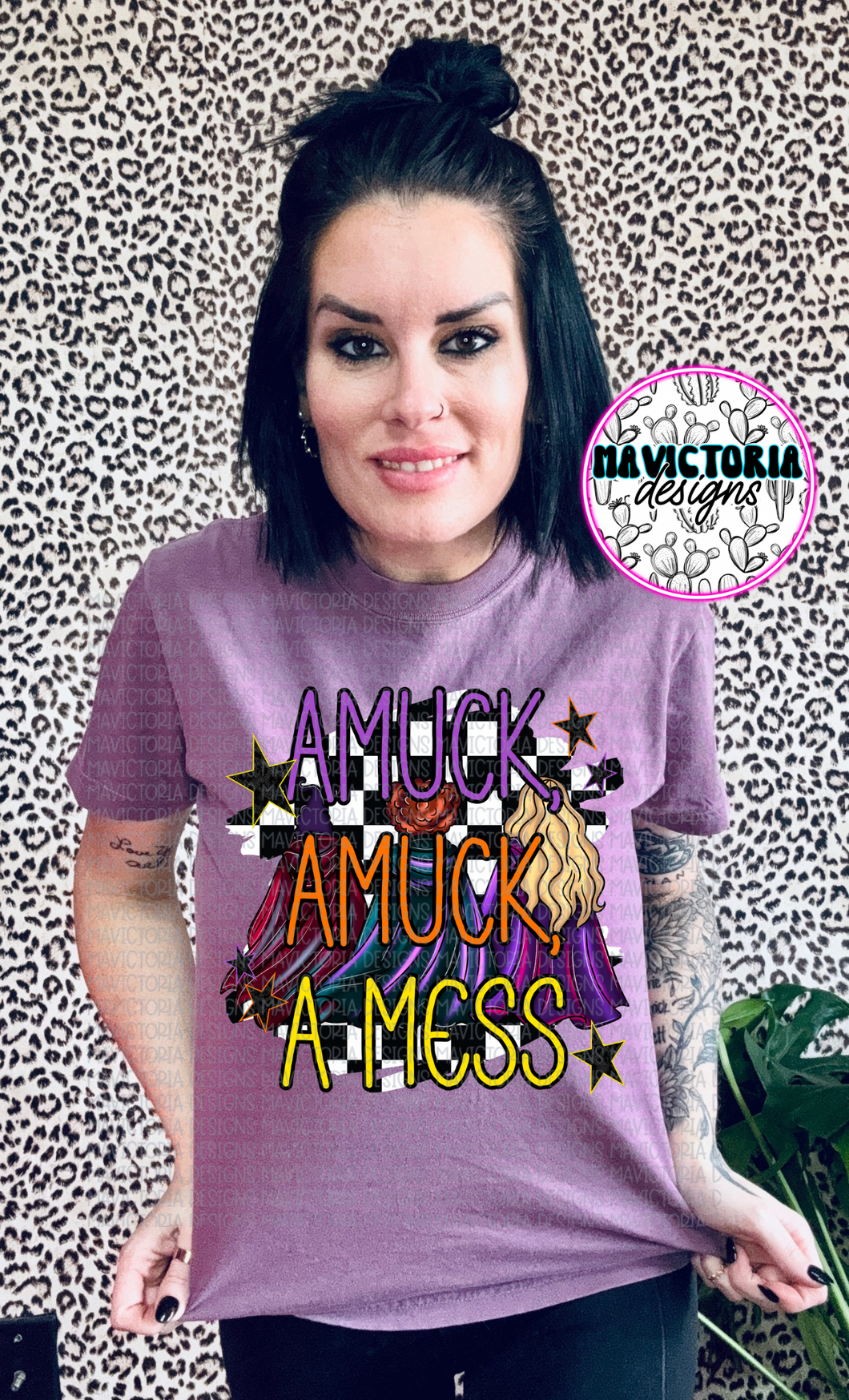 AMUCK AMUCK A MESS on BERRY comfort colors graphic tee - Mavictoria Designs Hot Press Express