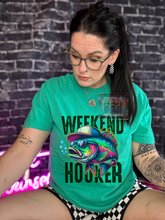 Load image into Gallery viewer, Neon Weekend Hooker comfort colors graphic tee LEMON PINK GREEN CORAL checkered shorts sold separately - Mavictoria Designs Hot Press Express
