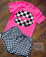 Load image into Gallery viewer, Checkered lips comfort colors graphic tee - Mavictoria Designs Hot Press Express
