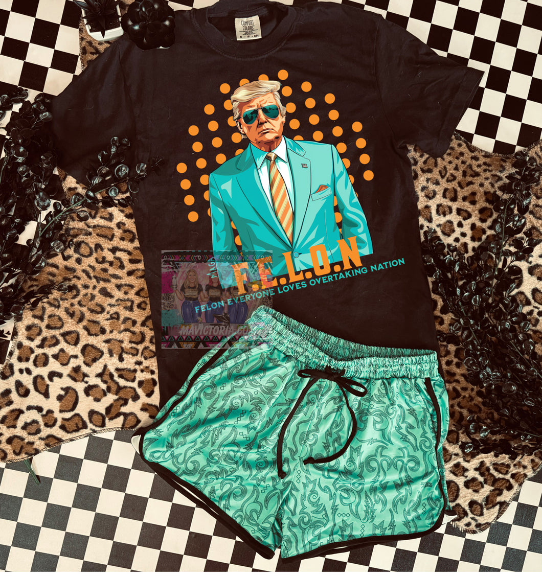 FELON black comfort colors graphic tee shorts available separately - Mavictoria Designs Hot Press Express