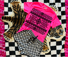 Load image into Gallery viewer, The Neon Tribal print collection // checkered shorts sold separately - Mavictoria Designs Hot Press Express
