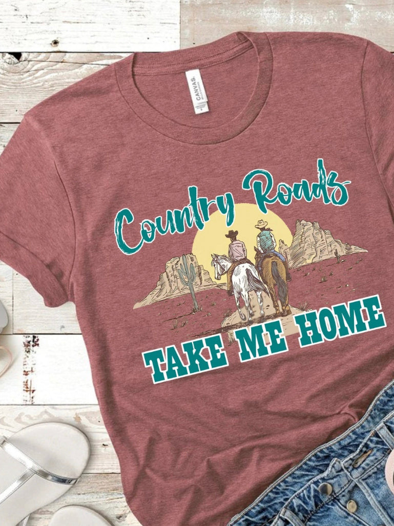 Country roads take me home western graphic tank tee crew or hoodie - Mavictoria Designs Hot Press Express