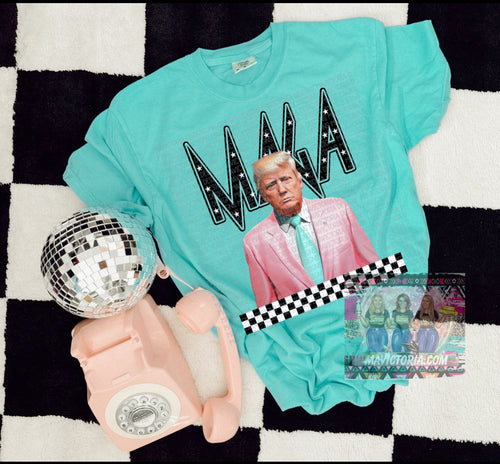 Turquoise comfort colors graphic tee MAGA in pink - Mavictoria Designs Hot Press Express