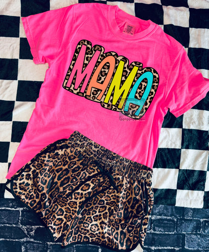 The neon leopard mama collection :: leopard shorts available separately - Mavictoria Designs Hot Press Express