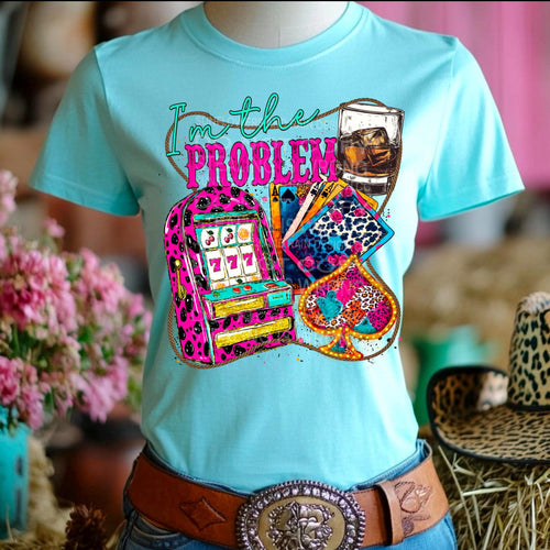 Lagoon blue comfort colors I’M THE PROBLEM western graphic tee - Mavictoria Designs Hot Press Express