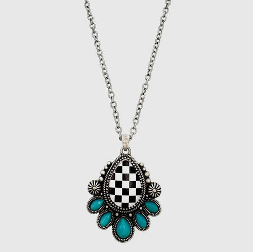 Black and white checkered necklace - Mavictoria Designs Hot Press Express