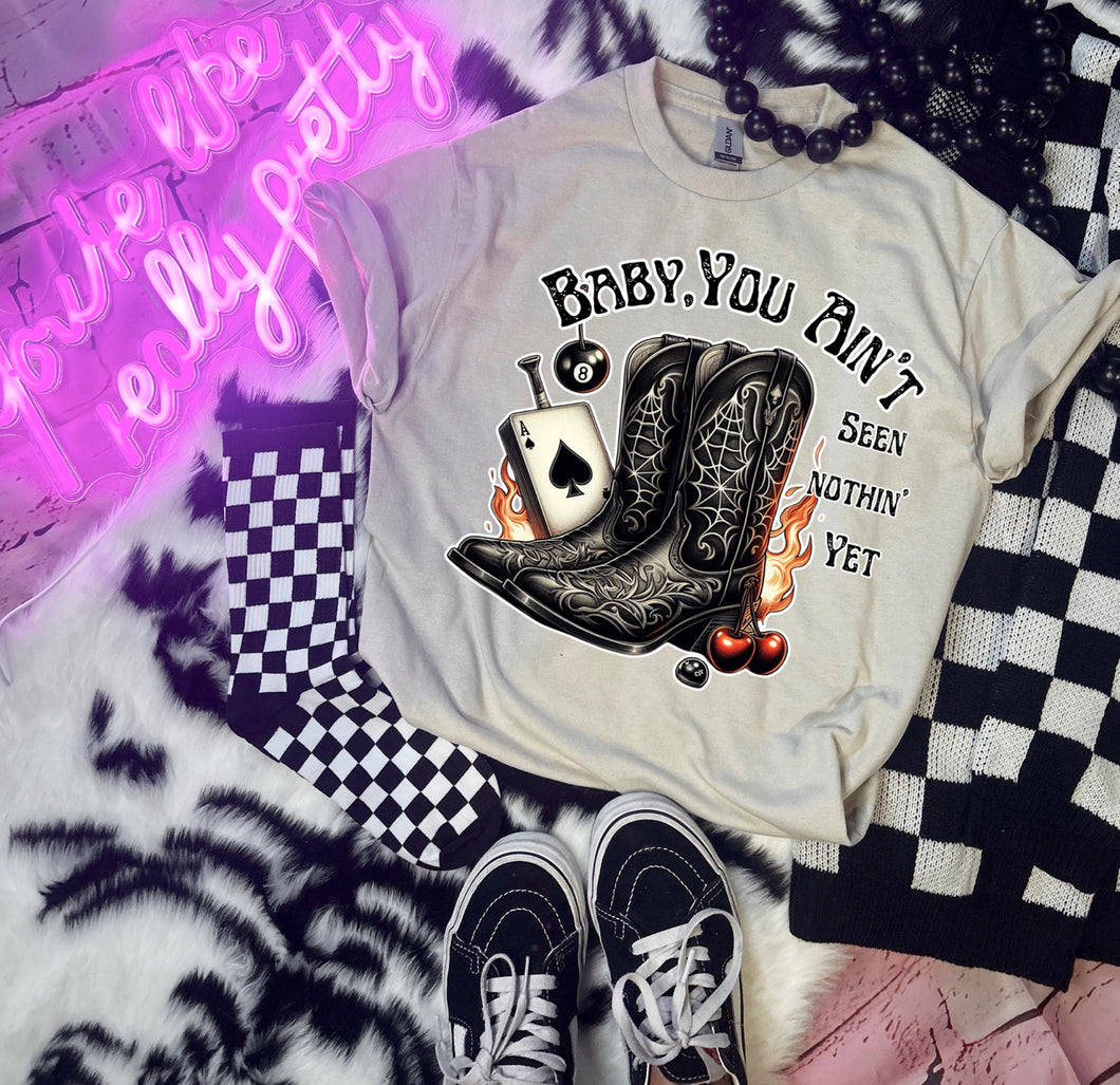 Baby you ain’t seen nothing yet IVORY CC graphic tee - Mavictoria Designs Hot Press Express