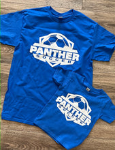 Load image into Gallery viewer, Panther Soccer, Royal Blue Gildan Shirts - Mavictoria Designs Hot Press Express
