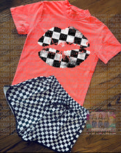 Load image into Gallery viewer, Checkered lips comfort colors graphic tee - Mavictoria Designs Hot Press Express
