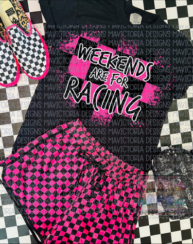 WEEKENDS ARE FOR RACING black comfort colors graphic tee - Mavictoria Designs Hot Press Express