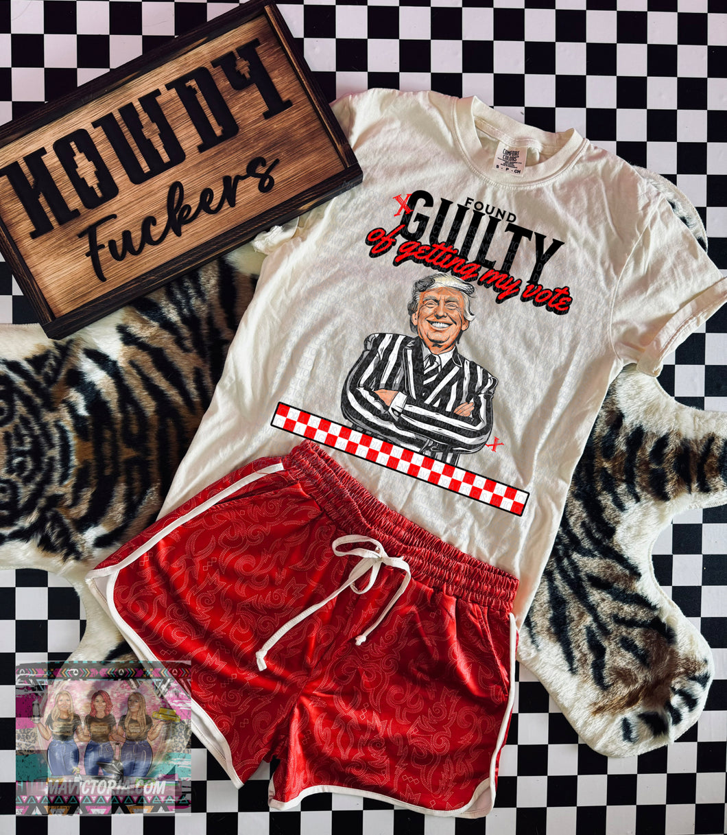 FOUND GUILTY of getting my vote ivory CC graphic tee // shorts available separately - Mavictoria Designs Hot Press Express