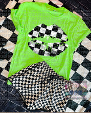 Load image into Gallery viewer, Checkered lips comfort colors graphic tee - Mavictoria Designs Hot Press Express
