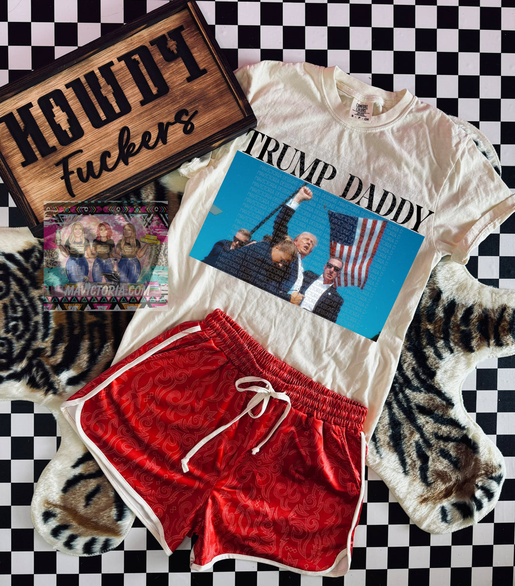 TRUMP DADDY ivory CC graphic tee // shorts available separately - Mavictoria Designs Hot Press Express