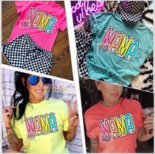 Load image into Gallery viewer, Comfort colors neon dalmation dot  Mama Graphic tee / checkered athletic pocket shorts SOLD SEPARATELY - Mavictoria Designs Hot Press Express
