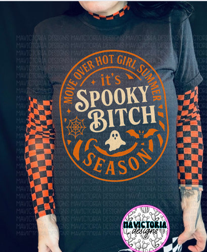 Move over hot girl summer it’s spooky bitch season on black comfort colors graphic tee - Mavictoria Designs Hot Press Express