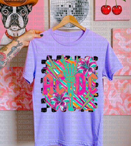 Neon Violet comfort colors ACDC band western graphic tee - Mavictoria Designs Hot Press Express