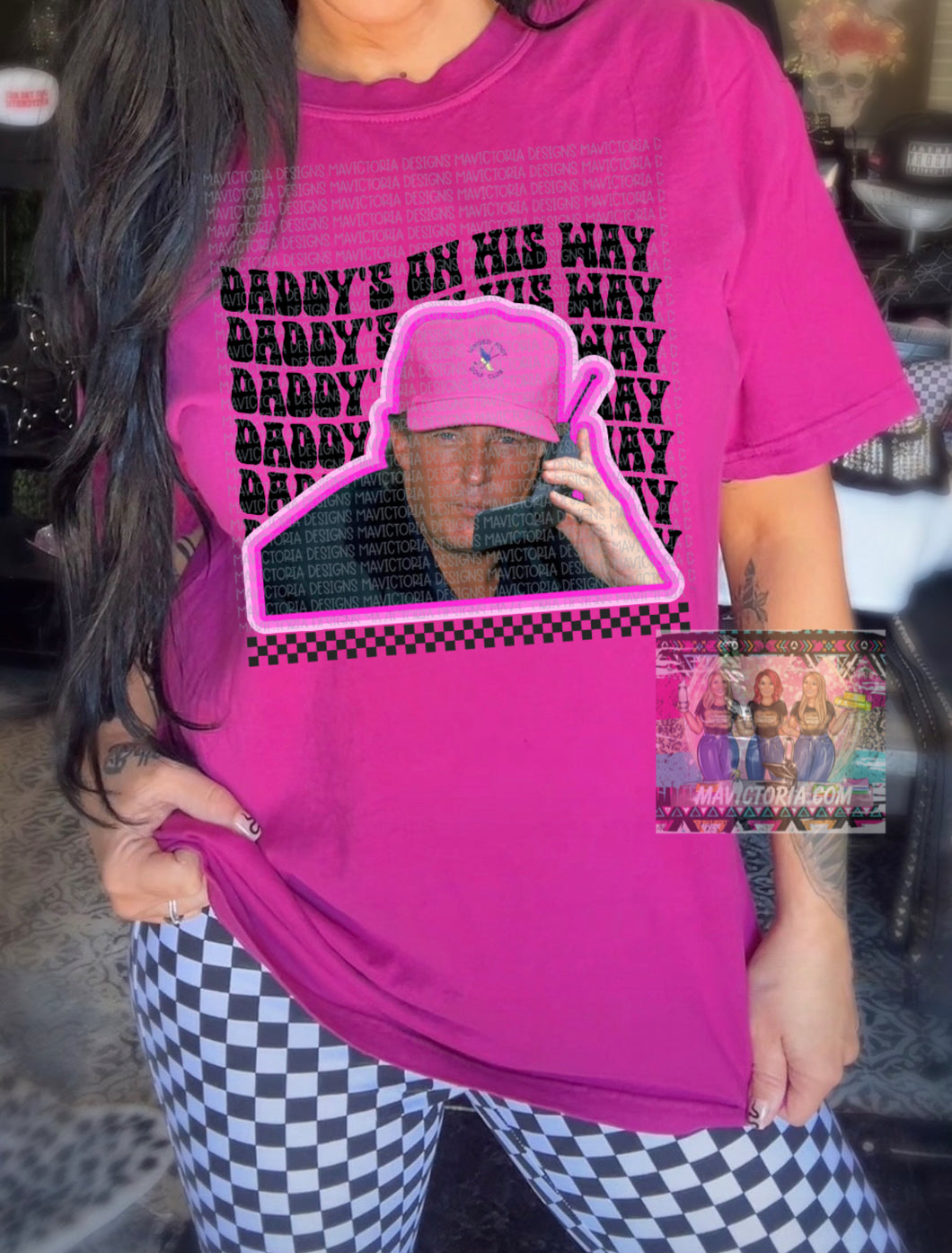 Daddy’s on his way MAGENTA graphic tee - Mavictoria Designs Hot Press Express