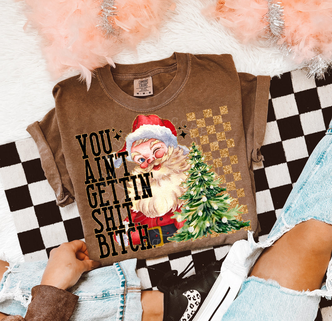 You ain’t getting shit bitch on Espresso comfort colors graphic tee - Mavictoria Designs Hot Press Express