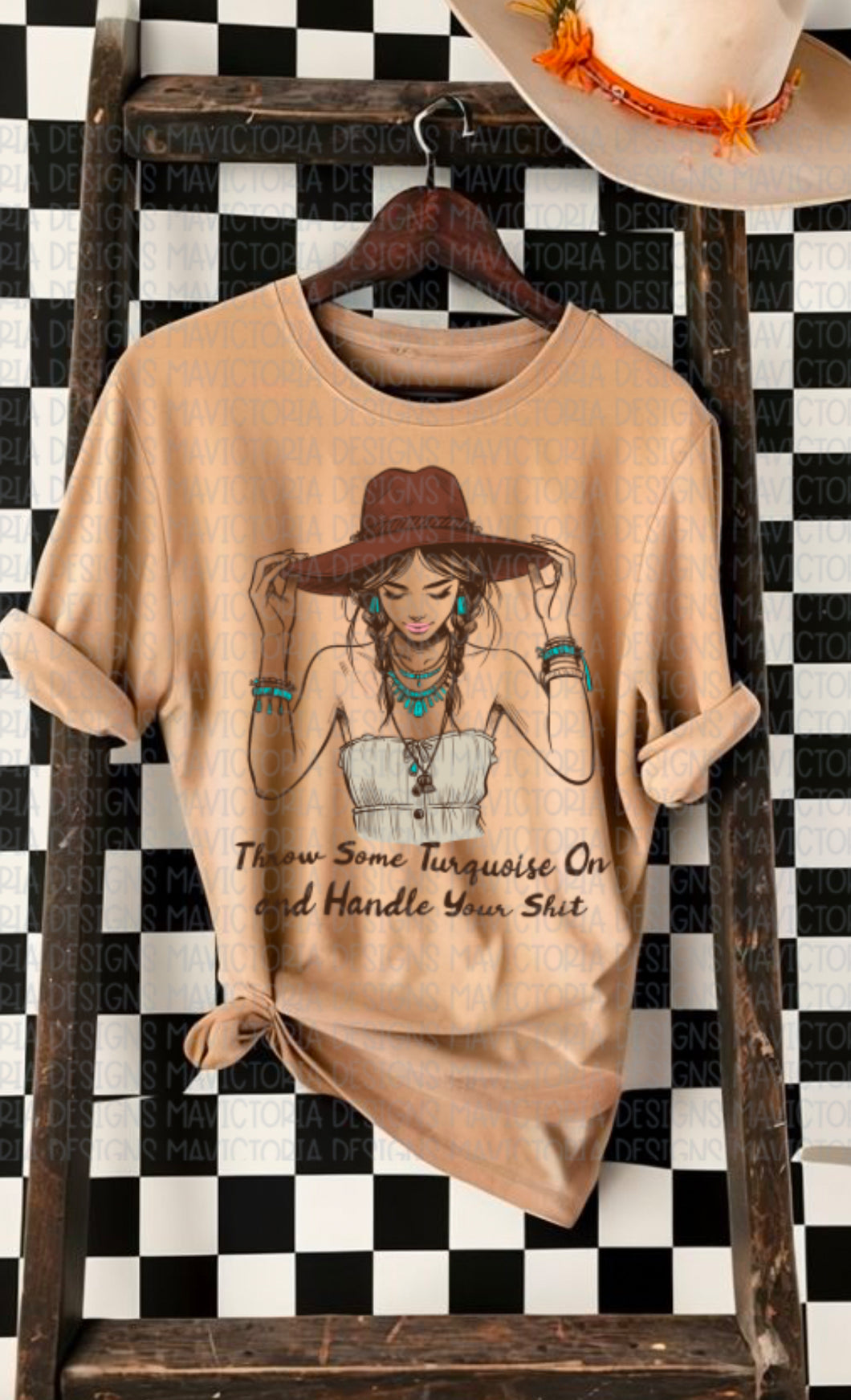 Throw some turquoise on and handle your shit graphic tee , crewneck, long sleeve or hoodie - Mavictoria Designs Hot Press Express