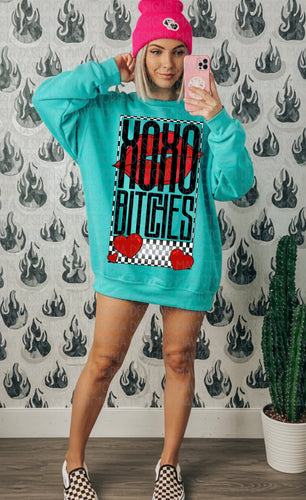 XOXO bitches scuba blue hoodie, crewneck, long sleeve or graphic tee - Mavictoria Designs Hot Press Express