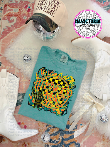 FLEETWOOD MAC band graphic tee on SEAFOAM comfort colors - Mavictoria Designs Hot Press Express