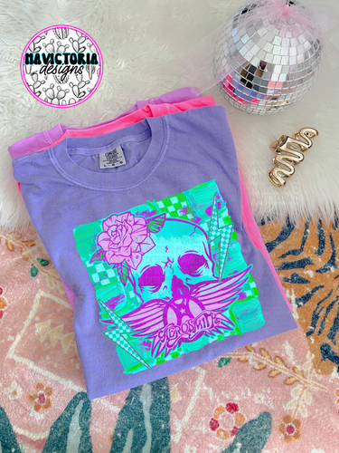 AEROSMITH band graphic tee on violet comfort colors - Mavictoria Designs Hot Press Express
