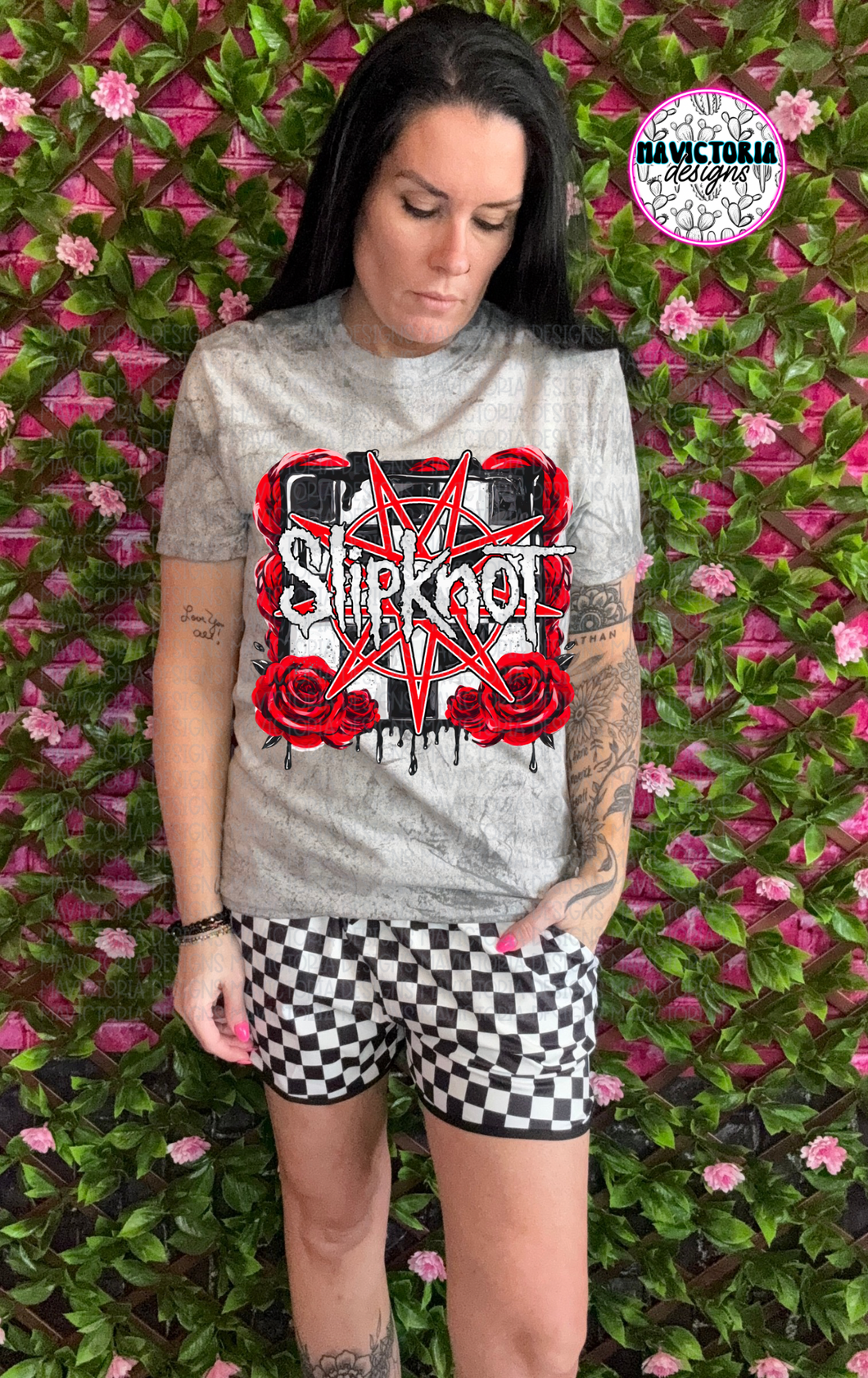 SLIPKNOT band graphic tee on SMOKE COMFORT COLORS - Mavictoria Designs Hot Press Express