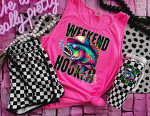 Load image into Gallery viewer, Weekend Hooker neon comfort colors unisex fit tank // checkered shorts and tumbler available separately - Mavictoria Designs Hot Press Express
