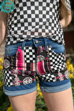 Load image into Gallery viewer, Checkered Sterling Kreek Patched Up Shorts - Mavictoria Designs Hot Press Express
