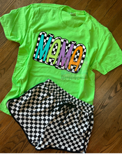 Load image into Gallery viewer, Doodle checkered Mama collection // checkered shorts sold separately - Mavictoria Designs Hot Press Express
