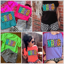 Load image into Gallery viewer, Doodle checkered Mama collection // checkered shorts sold separately - Mavictoria Designs Hot Press Express
