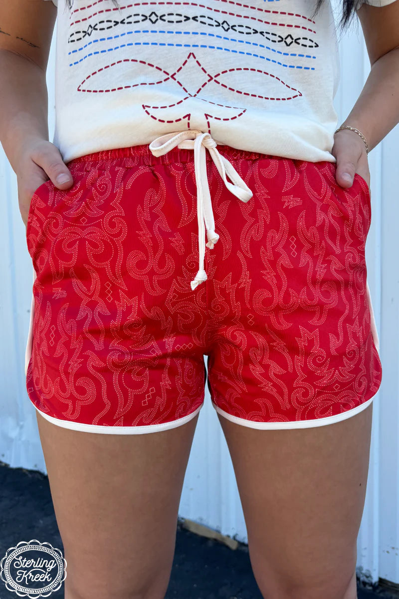 Boot stitch pocketed athletic shorts - Mavictoria Designs Hot Press Express